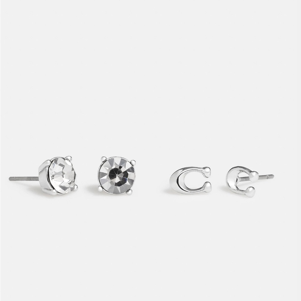 Signature And Stone Stud Earrings Set